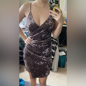 Purple velvet mini dress
